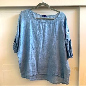 $16 SALE! Pure Linen Blue Top NWT Made in Italy L